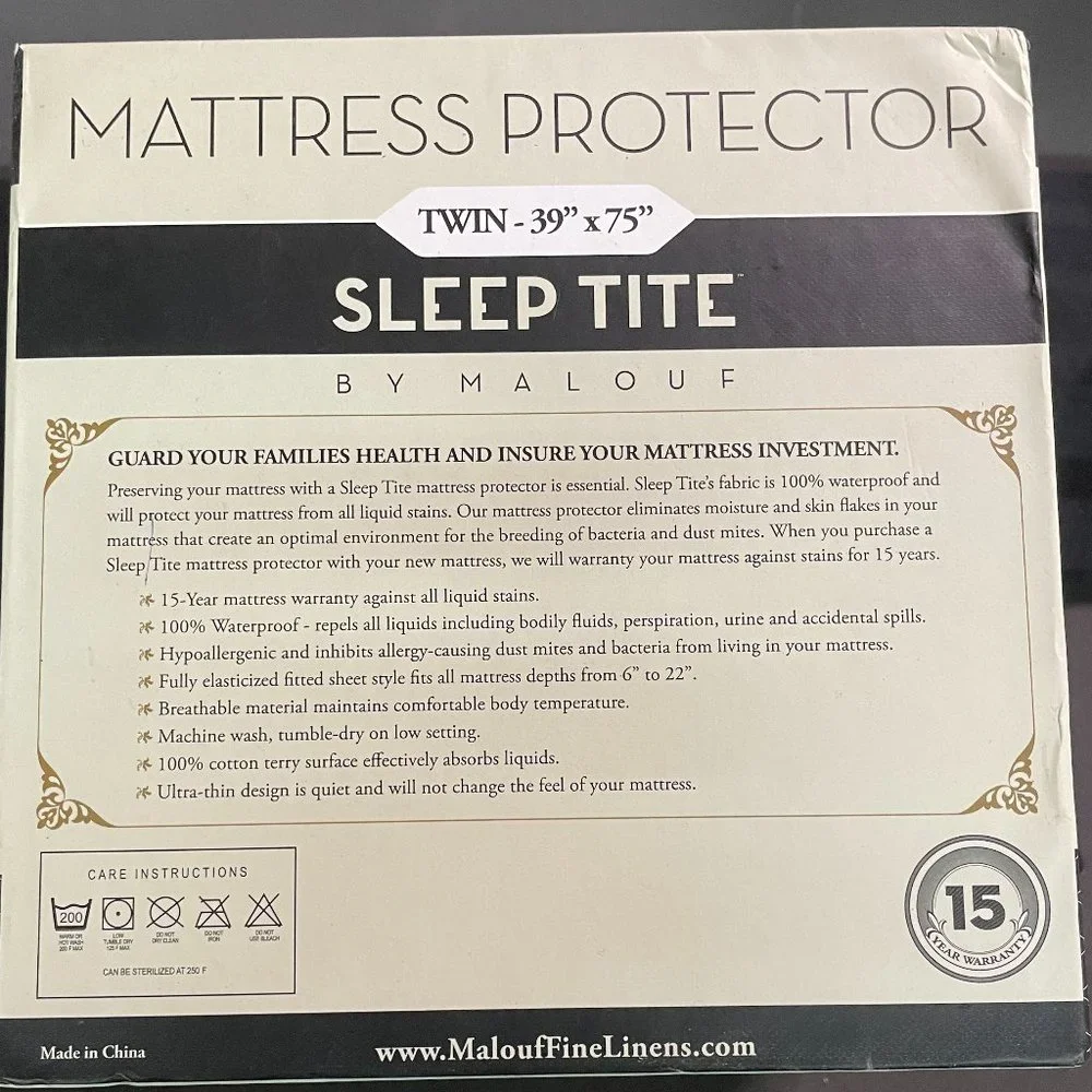 Malouf Waterproof Mattress Protector Fitted Deep Pockets Protector Hypoaller NIB